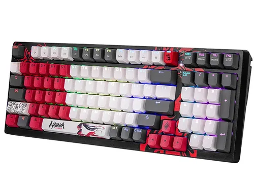 Klawiatura gamingowa A4Tech Bloody S98 Naraka BLMS Red Plus przewodowa mechaniczna podświetlana biało-czarna