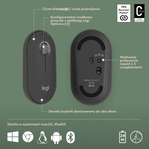 Zestaw Logitech Pebble 2 Combo dla Mac (grafitowy)