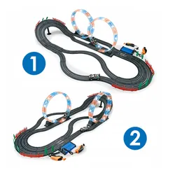 Elektryczny tor samochodowy 600 cm z pętlami LED 2 auta i 2 piloty 2w1 1:43
