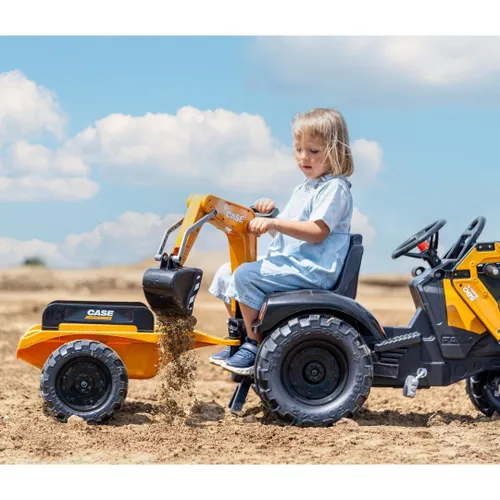 Falk Traktor Na Pedały Case Ce Z Koparką Ładowarką I Przyczepą 3-7 Lat