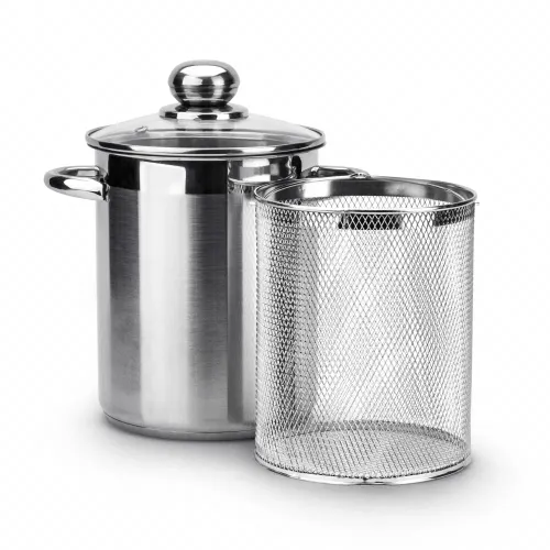 Garnek do gotowania makaronu stalowy z pokrywką i sitkiem SSW 4,1 l