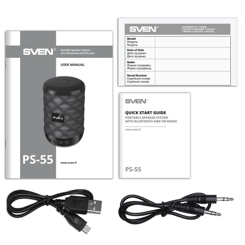 Głośnik Bluetooth Sven PS-55 5W Radio FM Czarny
