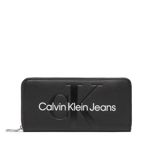 Büyük Kadın Cüzdan Calvin Klein Kot Pantolonları Mono Etrafında Şekillendirilmiş Zip K60k610358 BDS