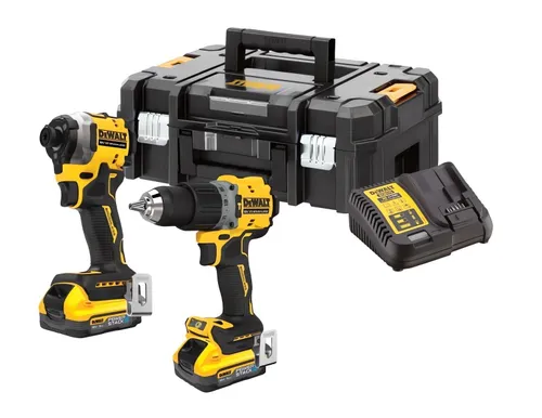 Wiertarko - wkrętarka DEWALT DCD805 + zakrętarka DCF850 + ładowarka + walizka TSTAK + zestaw akumulatorów