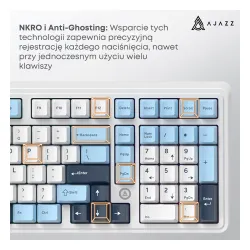 Klawiatura magnetyczna Ajazz AK980 MAX Biało-Niebieski