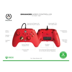 Pad PowerA Enhanced Red do Xbox Series X/S, Xbox One, PC Przewodowy