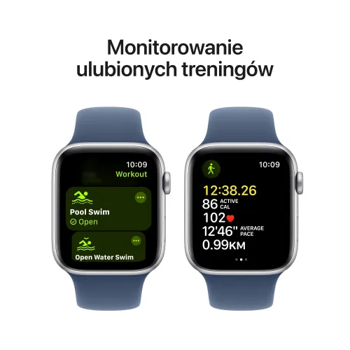Apple Watch SE GPS + Cellular koperta 40mm aluminium srebrny pasek sportowy denim S/M