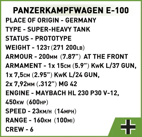 Конструктор COBI Panzerkampfwagen E-100