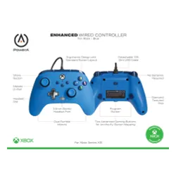 Pad PowerA Enhanced Blue do Xbox Series X/S, Xbox One, PC Przewodowy