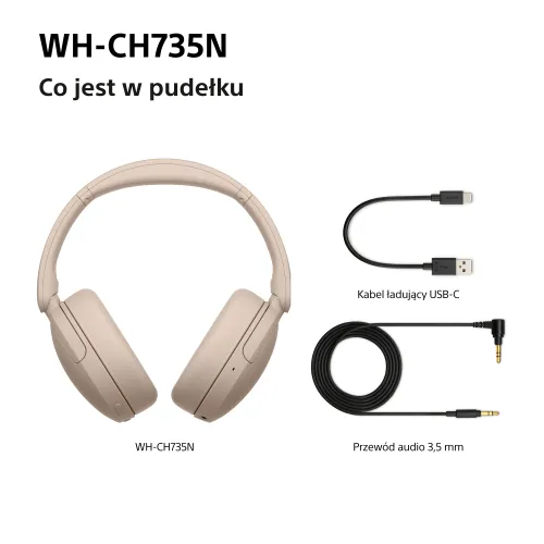 Słuchawki bezprzewodowe Sony WH-CH735N ANC Nauszne Bluetooth 6.0 Beżowy