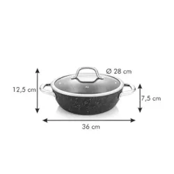 TESCOMA President Stone 28 cm czarna - patelnia nieprzywierająca z pokrywką