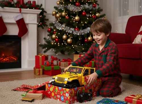 Zdalnie sterowany samochód COIL auto RC pilot duży JEEP Wrangler RS skala 1:14 żółty