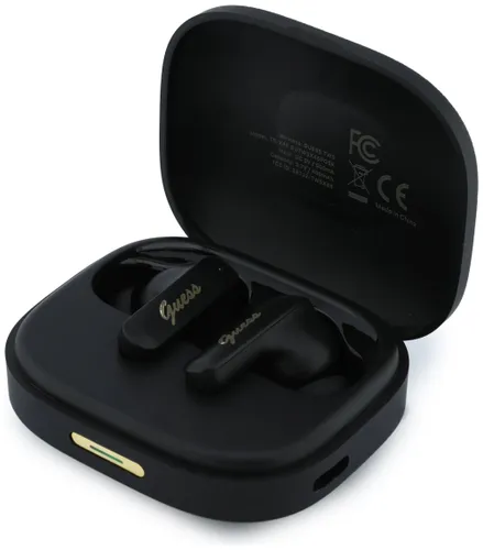 Słuchawki dokanałowe GUESS Script Metal Logo Czarny z tłumaczem