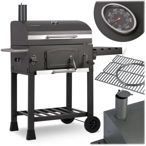 Grill węglowy ogrodowy Berdsen BD-891 komin żeliwny ruszt z pokrywą popielnik + termometr
