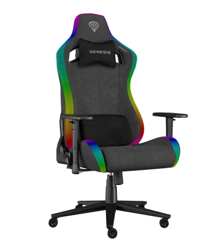 Fotel Genesis Trit 660 RGB Gamingowy do 150kg Tkanina Szary