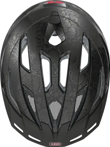 Kask rowerowy ABUS Urban-I 3.0 Flower Art Czarno-fioletowy Miejski (rozmiar L)