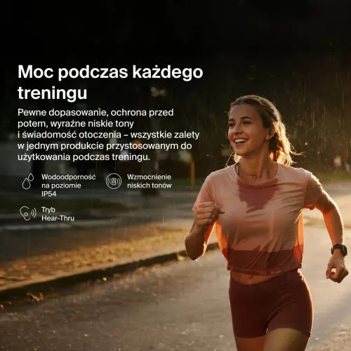 Słuchawki bezprzewodowe Belkin SoundForm ActiveFit Dokanałowe z zaczepami Bluetooth 5.4, Czarny