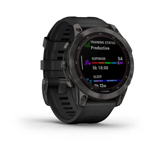 Смарт-часы Garmin FENIX 7 Sapphire Solar титановый черный DLC с черным ремешком (010-02540-35)