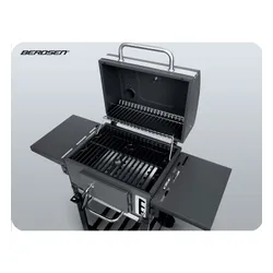 Grill węglowy ogrodowy Berdsen BD-892 komin żeliwny ruszt z pokrywą popielnik + termometr