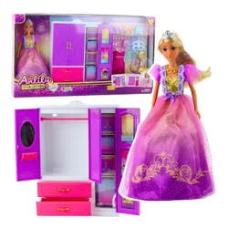 Lalka Anlily szafa z półkami + akcesoria 24el