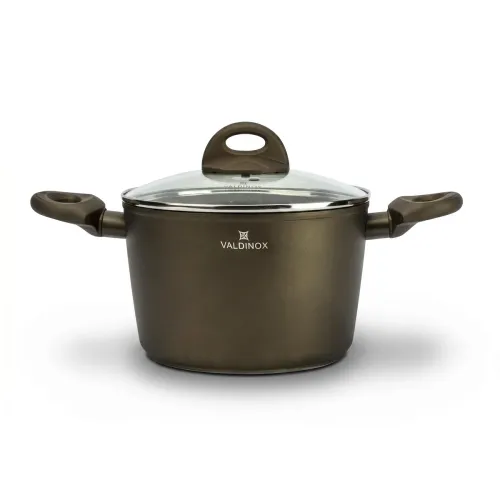 Garnek aluminiowy z pokrywką VALDINOX AURUM CIEMNOBRĄZOWY 3,2 l