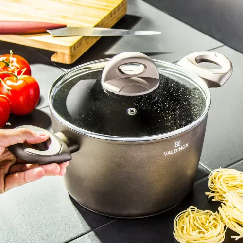 Garnek aluminiowy z pokrywką VALDINOX AURUM CIEMNOBRĄZOWY 3,2 l