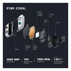 Pad GameSir HRG8582 X3 Type-C Mobile Gaming z uchwytem na telefon dla Android Przewodowy Biały