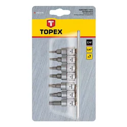 Końcówki Torx na nasadce, zestaw 7szt. Topex 39D378