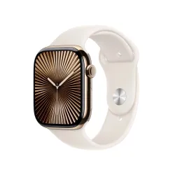 Apple Watch Series 10 GPS + Cellular koperta 46mm tytan złoty pasek sportowy księżycowa poświata S/M