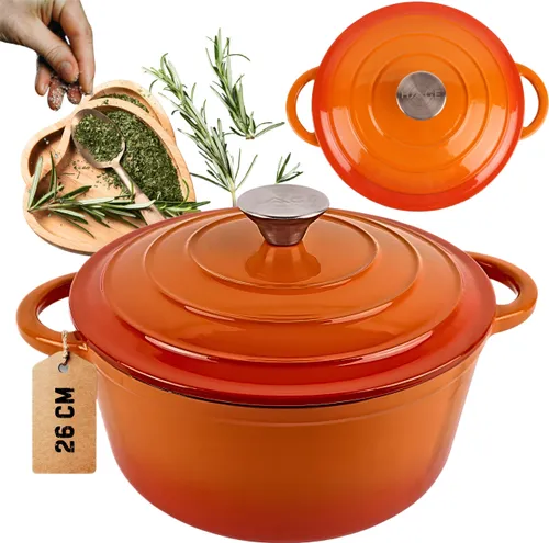 Garnek żeliwny HAGE DQ26 5L Pomarańczowy