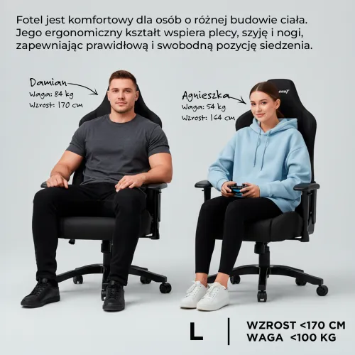 Fotel Anda Seat Luna L Orange Fabric Gamingowy do 100kg Tkanina Pomarańczowy