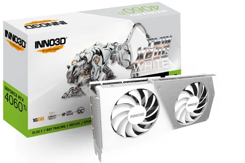 Karta graficzna Inno3D GeForce RTX 4060 Ti Twin X2 OC White 8GB GDDR6 128bit DLSS