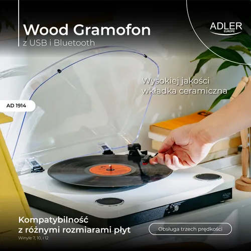 Gramofon ADLER AD 1914 Biały