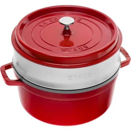Garnek żeliwny okrągły z wkładem 3.8 ltr STAUB LA COCOTTE Czerwony