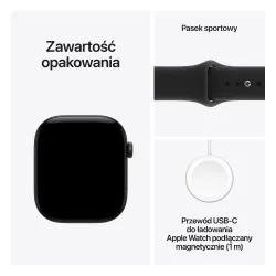 Apple Watch Series 12 GPS Koperta 42 mm z aluminium w kolorze czarnym Pasek sportowy w kolorze czarnym S/M