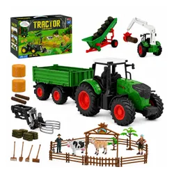Zestaw Farma Traktor Przyczepa Ciągnik Zagroda Maszyny Rolnicze Zwierzęta Figurki