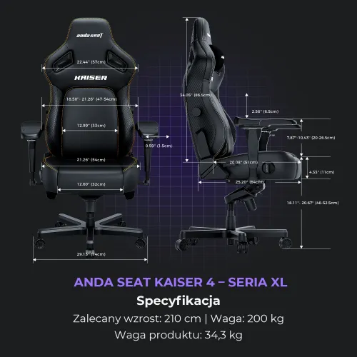 Fotel Anda Seat Kaiser 4 XL Gamingowy do 200kg Skóra Eco Limonka