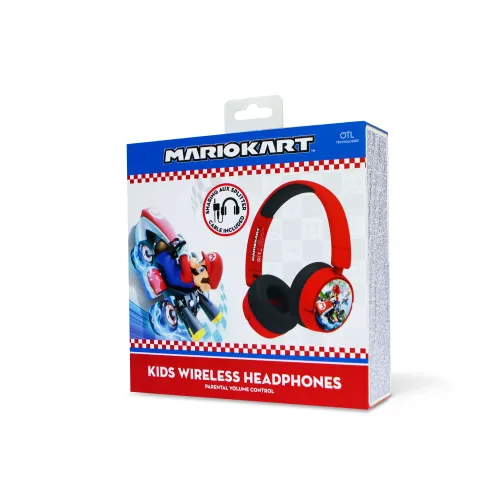 Słuchawki bezprzewodowe z mikrofonem OTL Technologies Mario Kart Kids Wireless Dla Dzieci Nauszne Czerwono-czarny