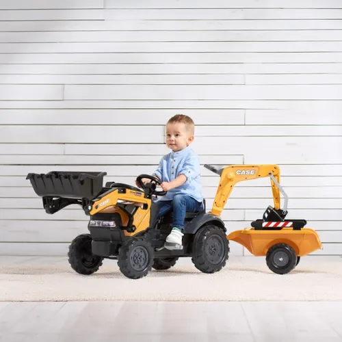 Falk Traktor Na Pedały Case Z Łyżką Koparką I Przyczepą 2-5 Lat