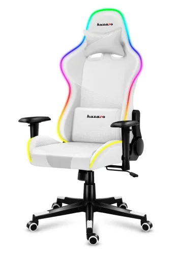 Fotel Huzaro Force 6.2 RGB LED Gamingowy do 130kg Tkanina Biały
