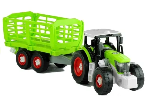 Duży Traktor Do Rozkręcania 43Cm Zestaw Konstrukcyjny Otwierana Przyczepa Łyżka