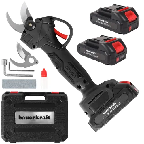 Ogrodowy sekator akumulatorowy elektryczny do gałęzi 2 akumulatory czarny