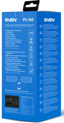 Głośnik mobilny SVEN PS-160 Radio FM Czarny