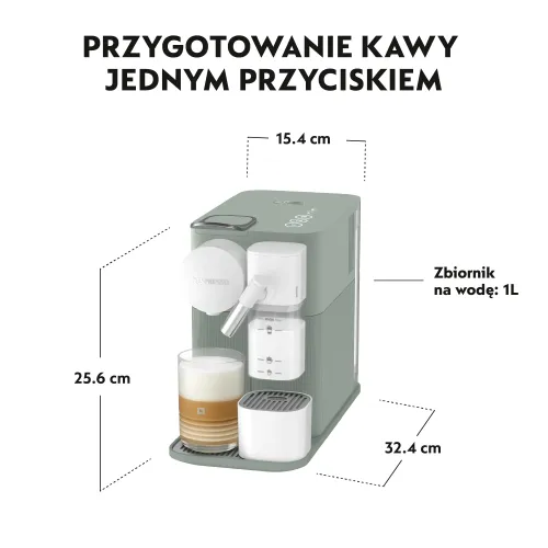 Ekspres na kapsułki Nespresso Delonghi Lattissima EN510.GR Szerokość 15,4cm Zielony