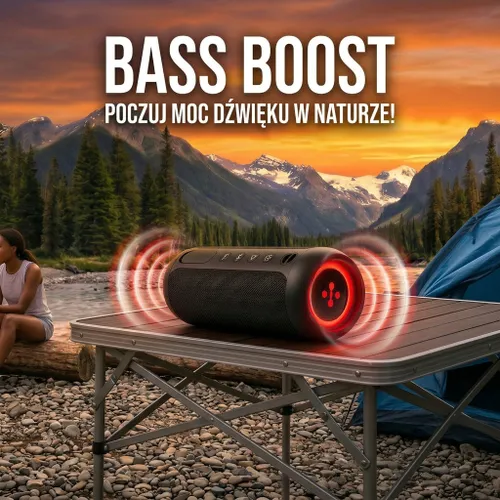 Głośnik mobilny XMUSIC BTS660 Bluetooth, Moc 35W, IP67, Bass Boost, Radio FM, MicroSD, Czarny