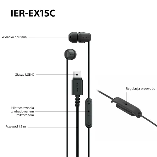 Słuchawki przewodowe Sony IER-EX15C Dokanałowe USB-C Niebieski