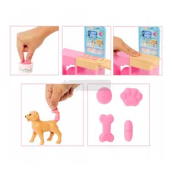 LALKA BARBIE U WETERYNARZA duży zestaw klinika, weterynarz, piesek, kotek JFX93