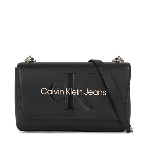 Geantă Calvin Klein Jeans sculptată EW clapă Conv25 Mono K60k607198 negru cu trandafir 01f