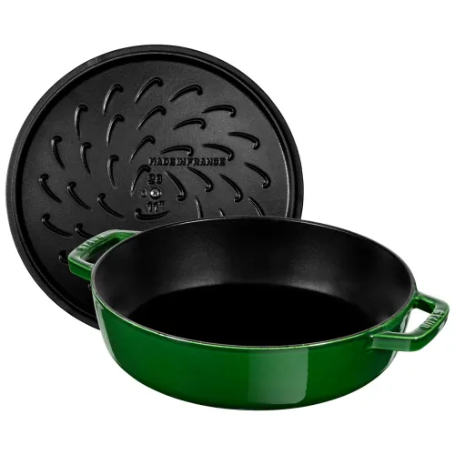 STAUB Stewing 28 cm zielona - patelnia żeliwna z pokrywką