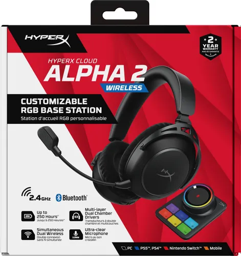 Słuchawki HYPERX Cloud Alpha 2 Wireless, Nauszne, Dźwięk przestrzenny